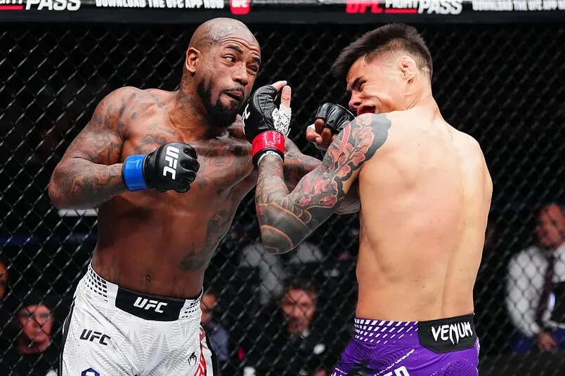 King Green punches Daniel Zellhuber in a lightweight fight during the UFC Fight Night event at Arena CDMX on February 28, 2026 in Mexico City, Mexico. (Photo by Jeff Bottari/Zuffa LLC)