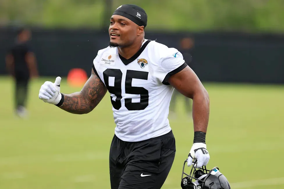 Jacksonville Jaguars defensive end BJ Green II (95) walks off the field during the first day of minicamp at the Miller Electric Center, Tuesday, June 9, 2026, in Jacksonville, Fla. | USA TODAY Network via Reuters Co
