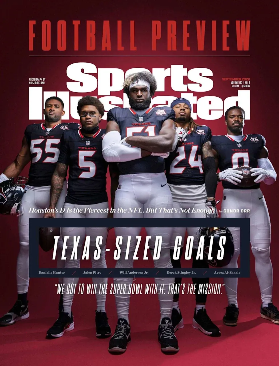 Will Anderson Jr., and the Houston Texans defense are featured on Sports Illustrated's 2026 NFL preview issue. (Sports Illustrated)